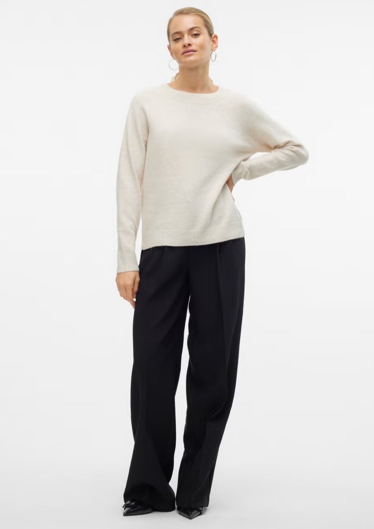 Vero Moda Pullover Donna Doffy Bianco 10201022 Birch MELANGE VERO MODA
