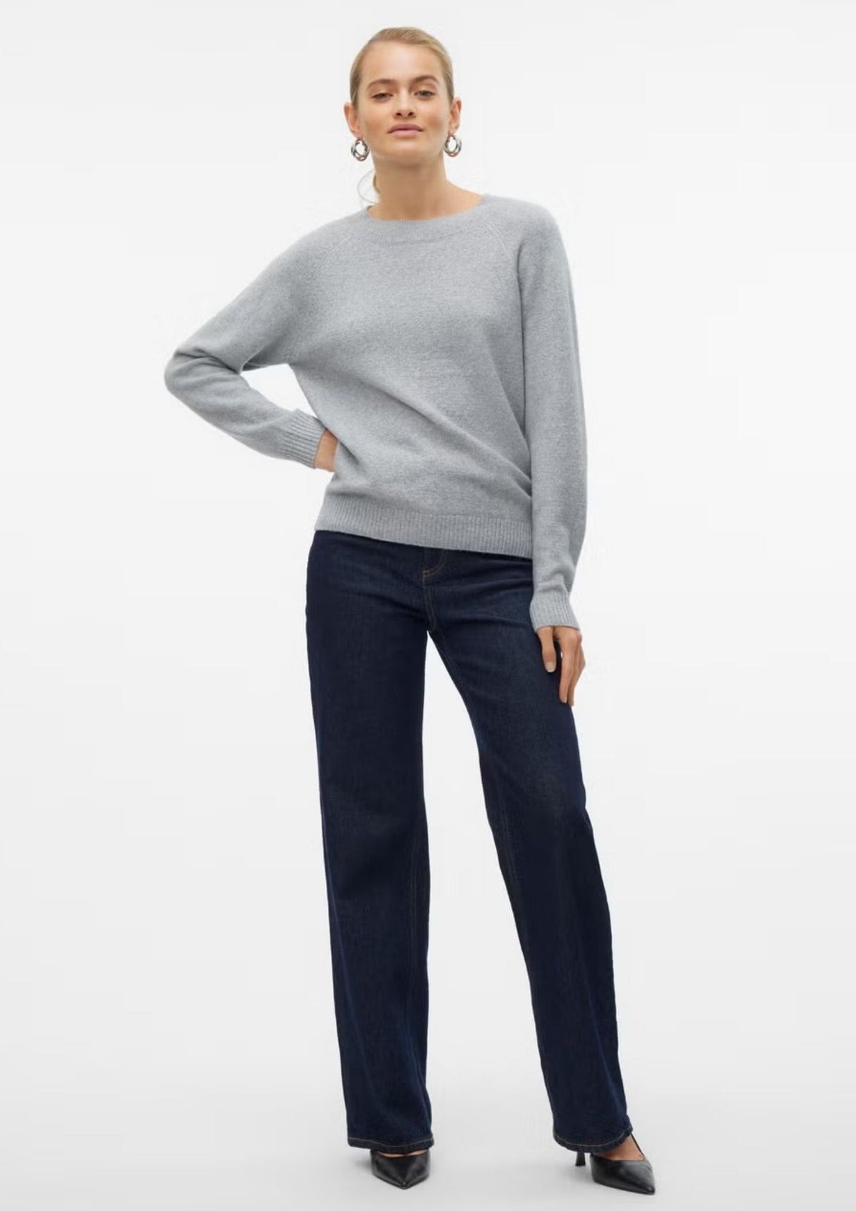 Vero Moda Pullover Donna Doffy Grigio 10201022 Light Grey Melange VERO MODA