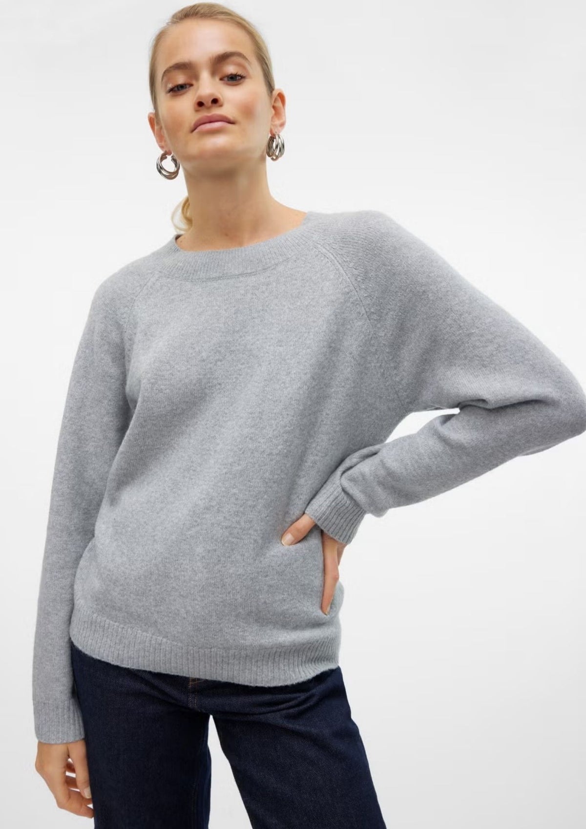 Vero Moda Pullover Donna Doffy Grigio 10201022 Light Grey Melange VERO MODA