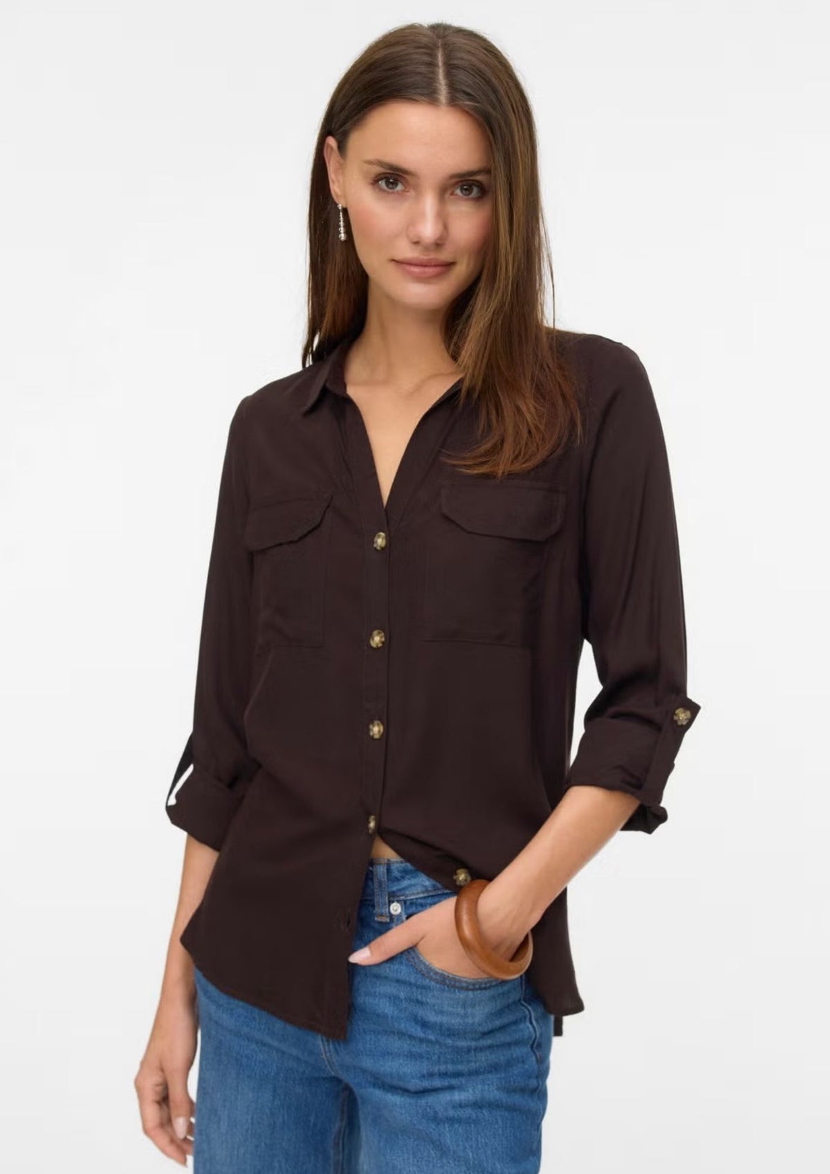 Vero Moda Camicia Donna Bumpy Marrone 10275283 Chocolate Torte VERO MODA