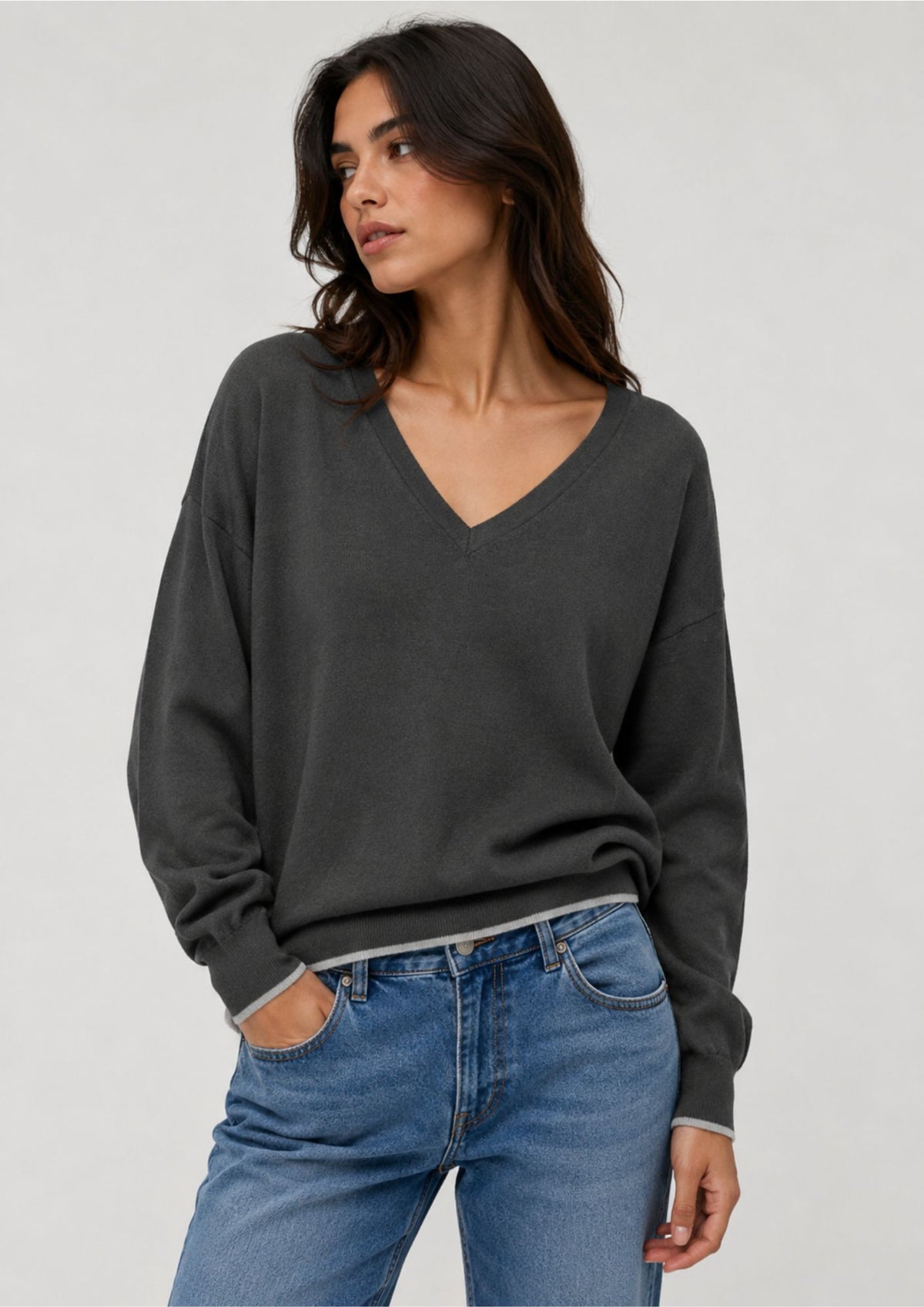 Vero Moda Pullover Donna Bella Grigio 10347922 Dark Grey Melange VERO MODA