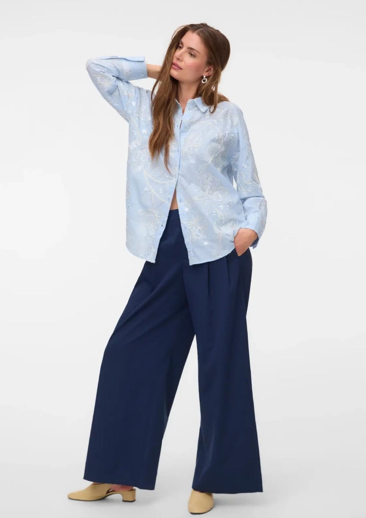 Vero Moda Camicia Donna Shine Blu 10348076 Cashmere Blue Snow white VERO MODA