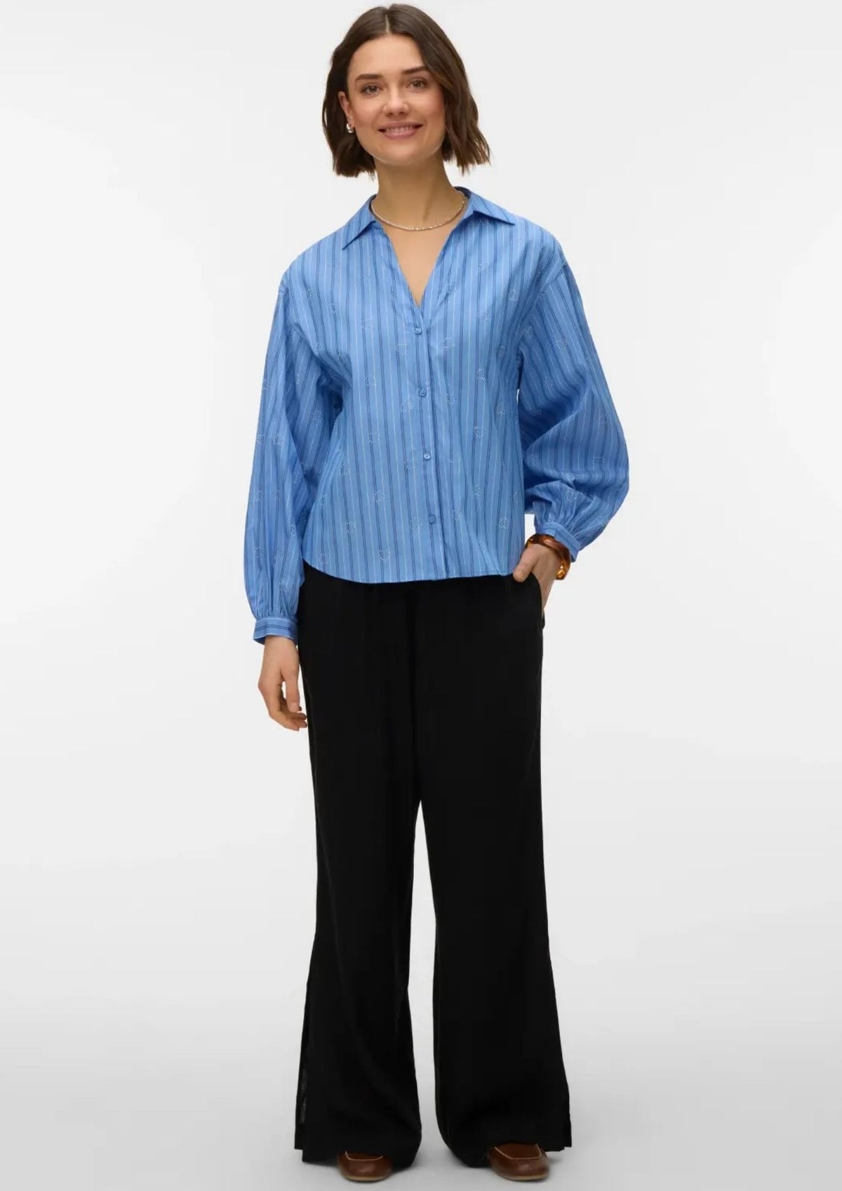 Vero Moda Camicia Donna Gina Blu Provenza 10349240 Provence Navy peony VERO MODA