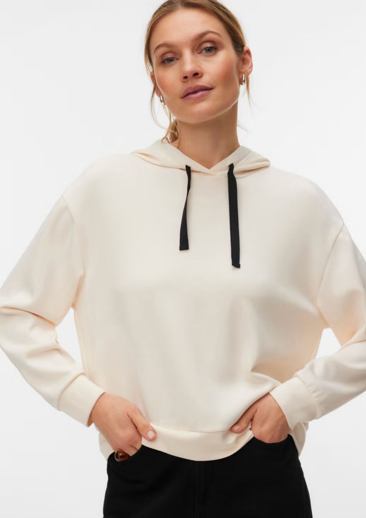 Vero Moda Felpa Donna Leo Grigio Betulla 10349309 Birch BLACK STRINGS VERO MODA