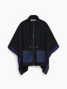 DESIGUAL Desigual Poncho in denim combinato Donna Nero Poncho