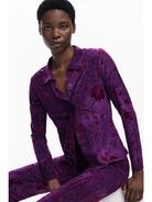 Desigual Maglietta abbottonata orientale Donna Viola 25WWTK29 3028 DESIGUAL