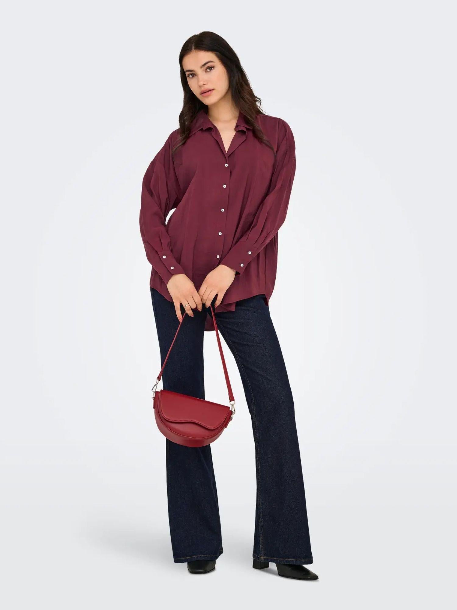 Only ONLZAZIMA Camicia Donna Burgundy 15272523 Burgundy ONLY