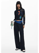 Desigual Maglione leggero con tratti floreali Donna Nero 25WWJF33 2000 DESIGUAL