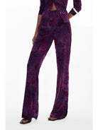 Desigual Pantaloni fluidi a zampa con texture Donna Viola 25WWPK03 3028 DESIGUAL