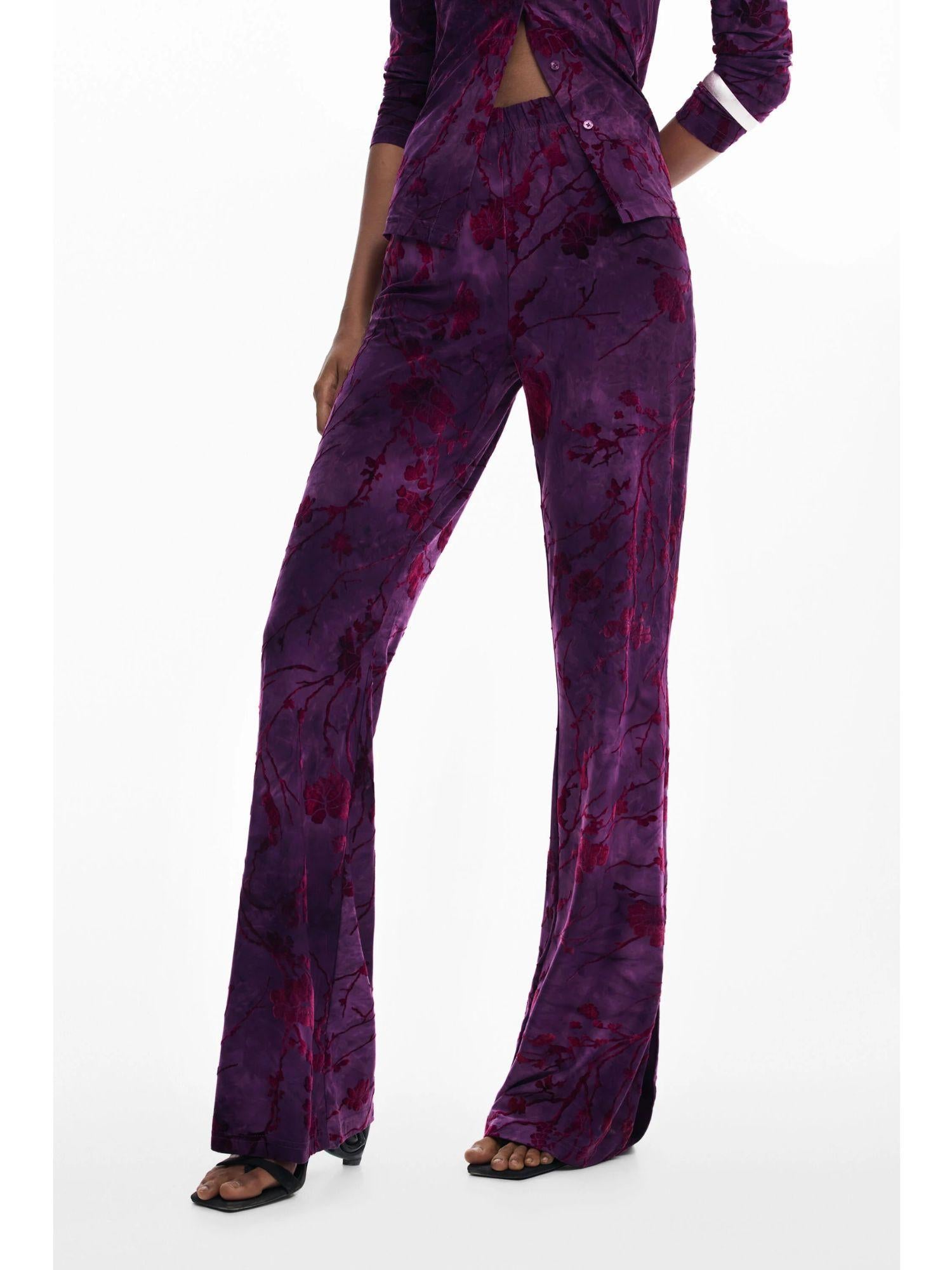 Desigual Pantaloni fluidi a zampa con texture Donna Viola 25WWPK03 3028 DESIGUAL