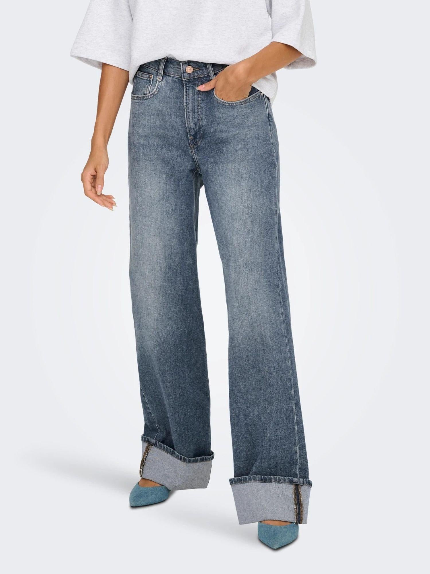Only ONLHOPE Vita alta Wide Leg Fit Jeans Donna Special Blue Grey Denim 15325797 Special Blue Grey Denim ONLY