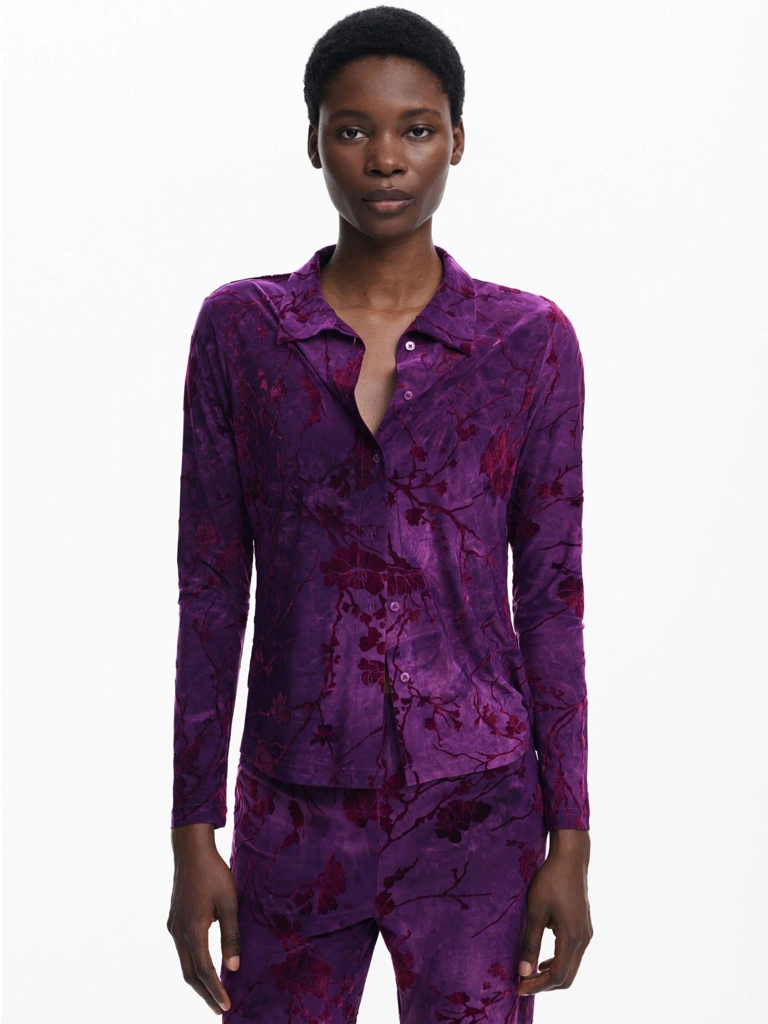 Desigual Maglietta abbottonata orientale Donna Viola 25WWTK29 3028 DESIGUAL