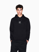 Armani Exchange felpa nera elegante con cappuccio da uomo con logo ricamato XM000369 AF10818 UC001 ARMANI EXCHANGE