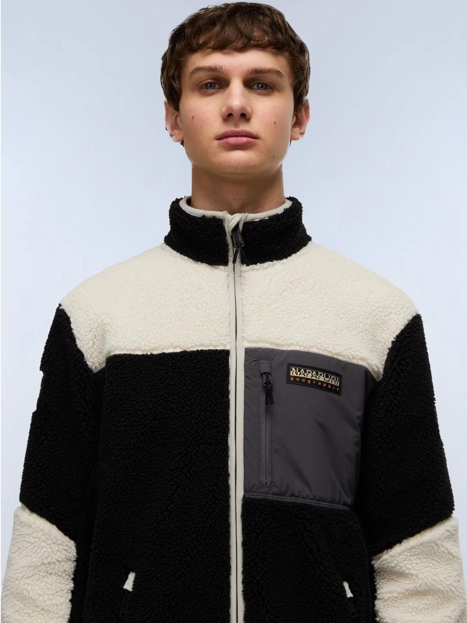 Napapijri Felpa in Pile con Zip Uomo Yupik Multicolour NP0A4GNT MCB NAPAPIJRI