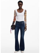Desigual Maglietta con maniche in chiffon Donna Bianco 25WWTK31 1001 DESIGUAL