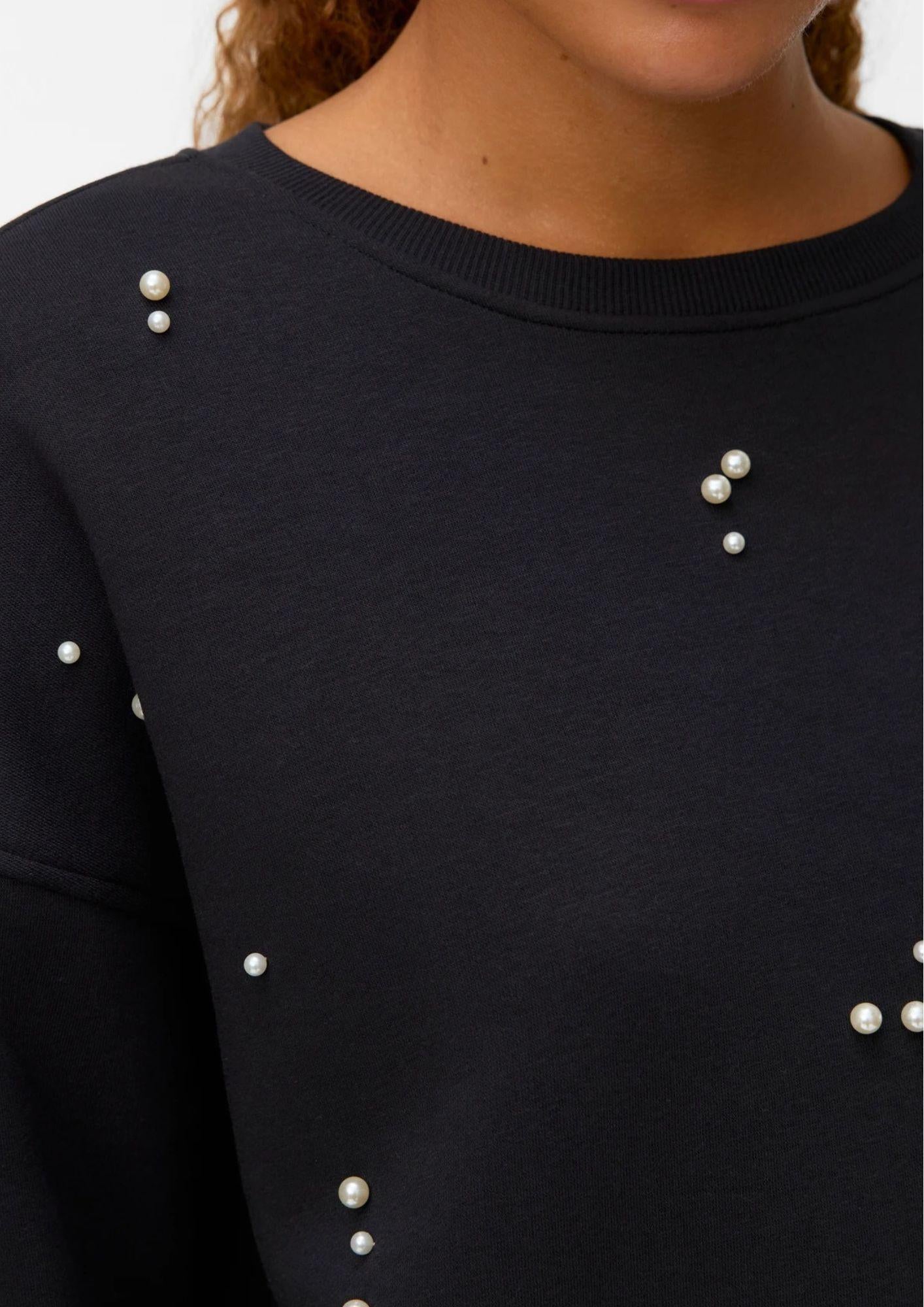 Vero Moda Felpa Donna Fatilda Nera 10333582 Black TONE-IN-TONE PEARLS VERO MODA