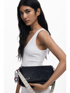 Desigual Borsa a tracolla effetto pelle ricamata media Donna Nero 25WAXPBD 2000 DESIGUAL