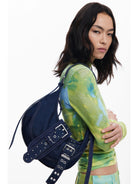 Desigual Borsa di jeans con fibbie media Donna Blu 25WAXD24 5008 DESIGUAL