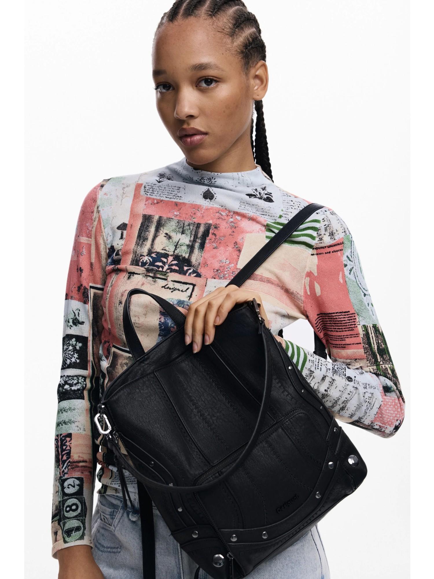 Desigual Zaino effetto pelle patch piccolo Donna Nero 25WAKP24 2000 DESIGUAL
