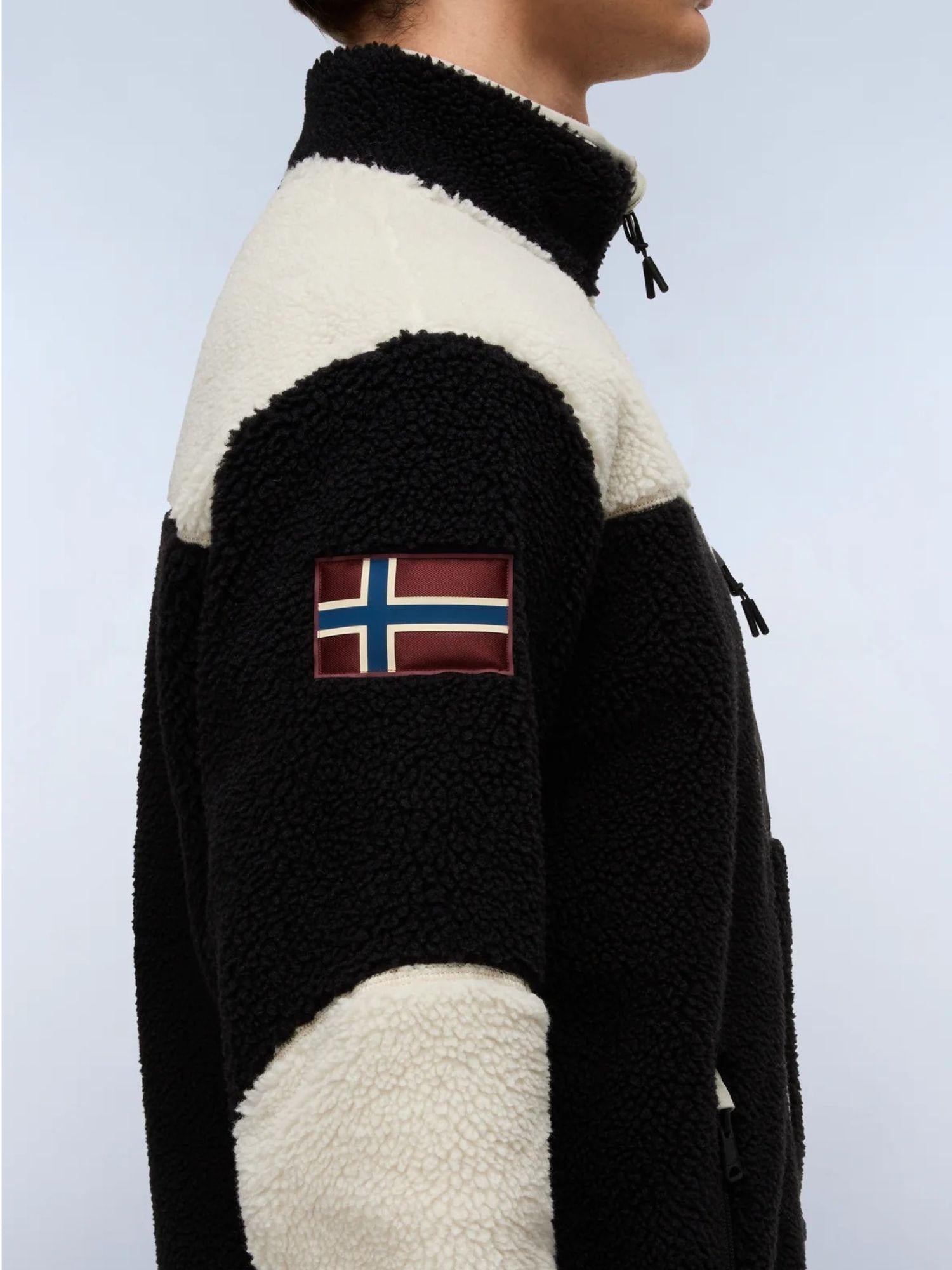 Napapijri Felpa in Pile con Zip Uomo Yupik Multicolour NP0A4GNT MCB NAPAPIJRI