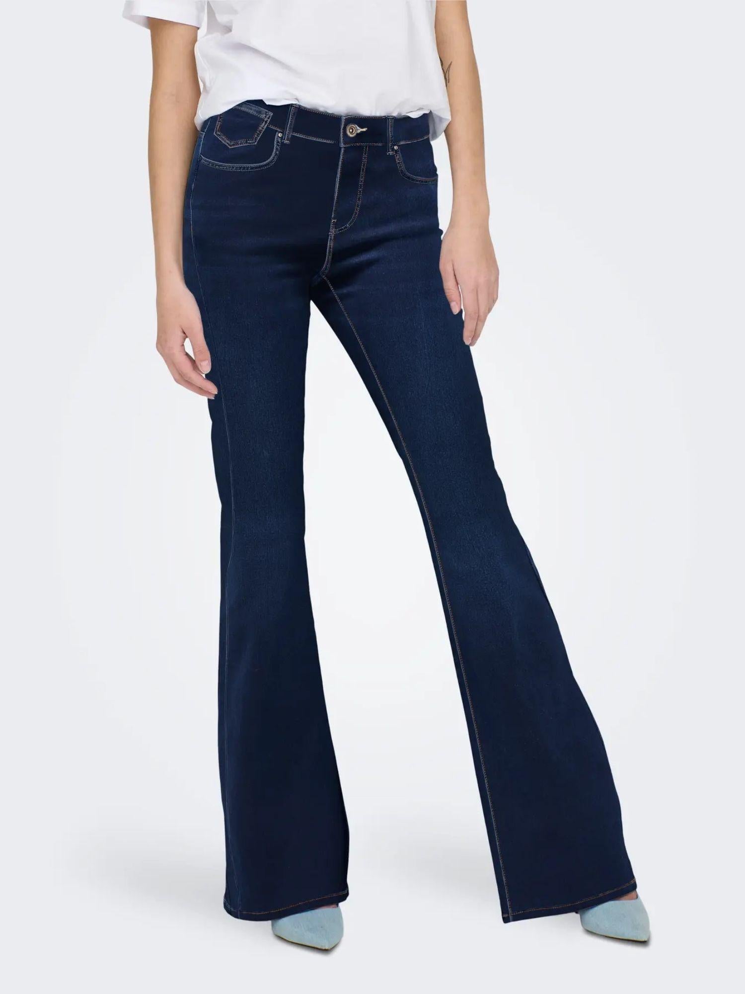 Only ONLREESE Jeans Flared Fit Donna Dark Blue Denim 15309845 Dark Blue Denim ONLY