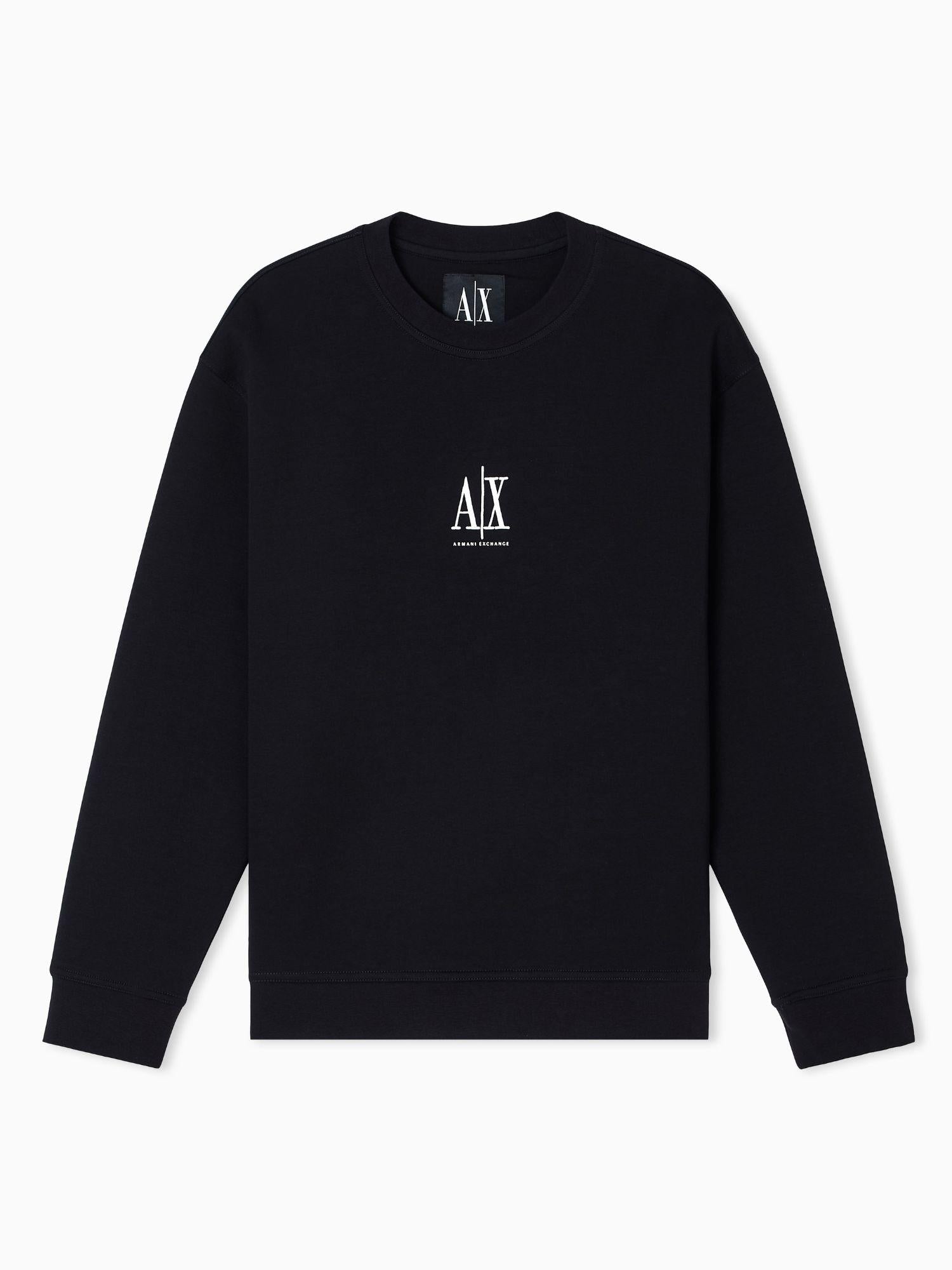 Armani Exchange Felpa Nera Girocollo Da Uomo Con Logo Ricamato XM000368 AF10818 UC001 ARMANI EXCHANGE