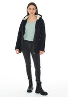 Yes Zee Cappotto Softshell con Cappuccio e Coulisse Donna Nero O088 M200 0801 YES ZEE