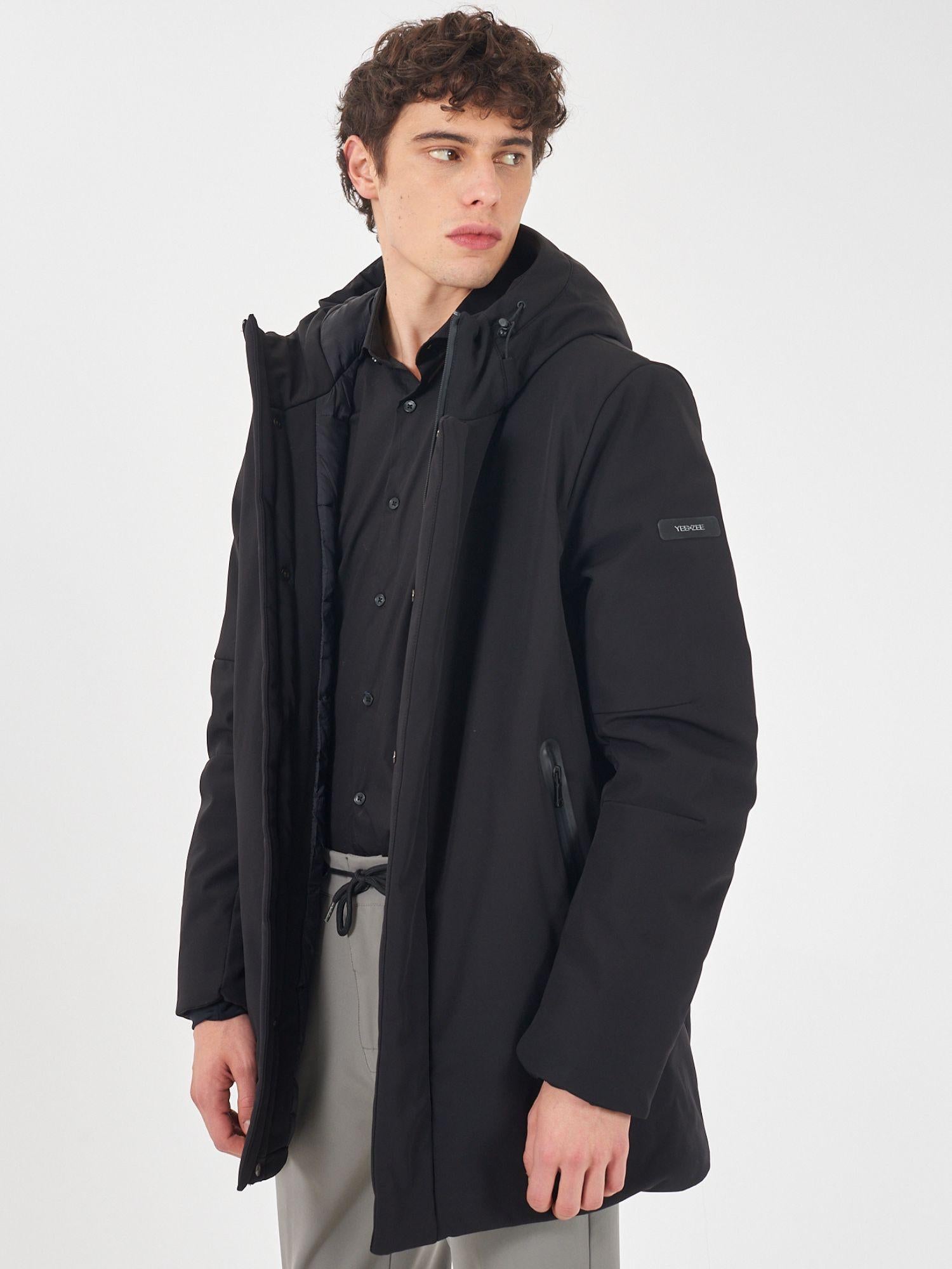 Yes Zee Uomo Cappotto Nero O843 NM00 0801 YES ZEE