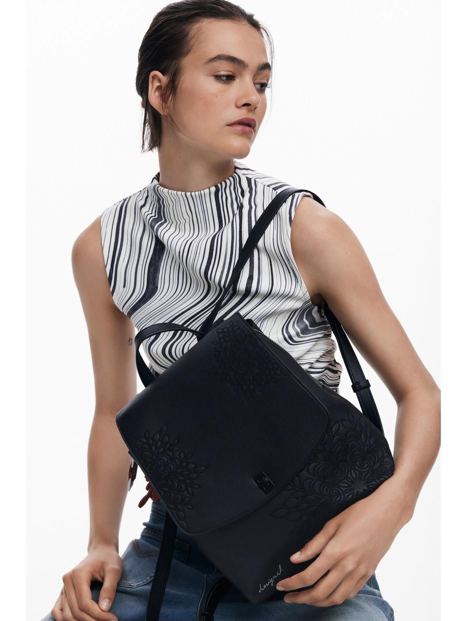 Desigual Zaino con patta piccola incisa Donna Nero 25WAKP19 2000 DESIGUAL