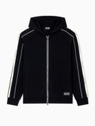 EA7 Emporio Armani Felpa con cappuccio e zip Logo Series in misto cotone Uomo Nero 7M000973 AF10377 UC001 EA7 EMPORIO ARMANI