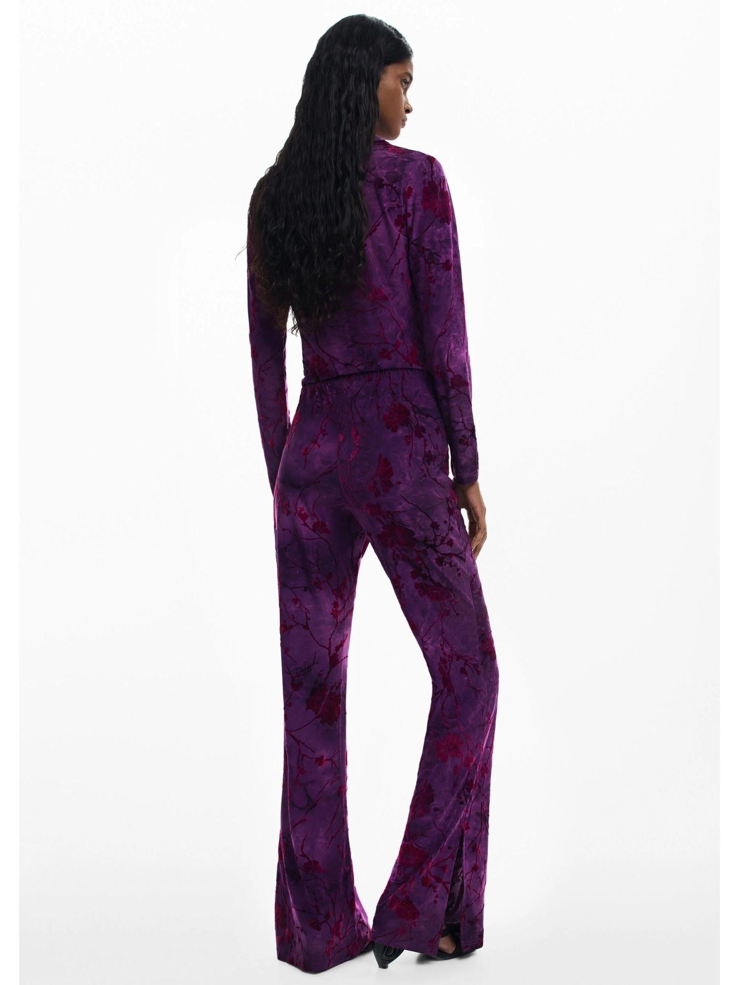 Desigual Pantaloni fluidi a zampa con texture Donna Viola 25WWPK03 3028 DESIGUAL