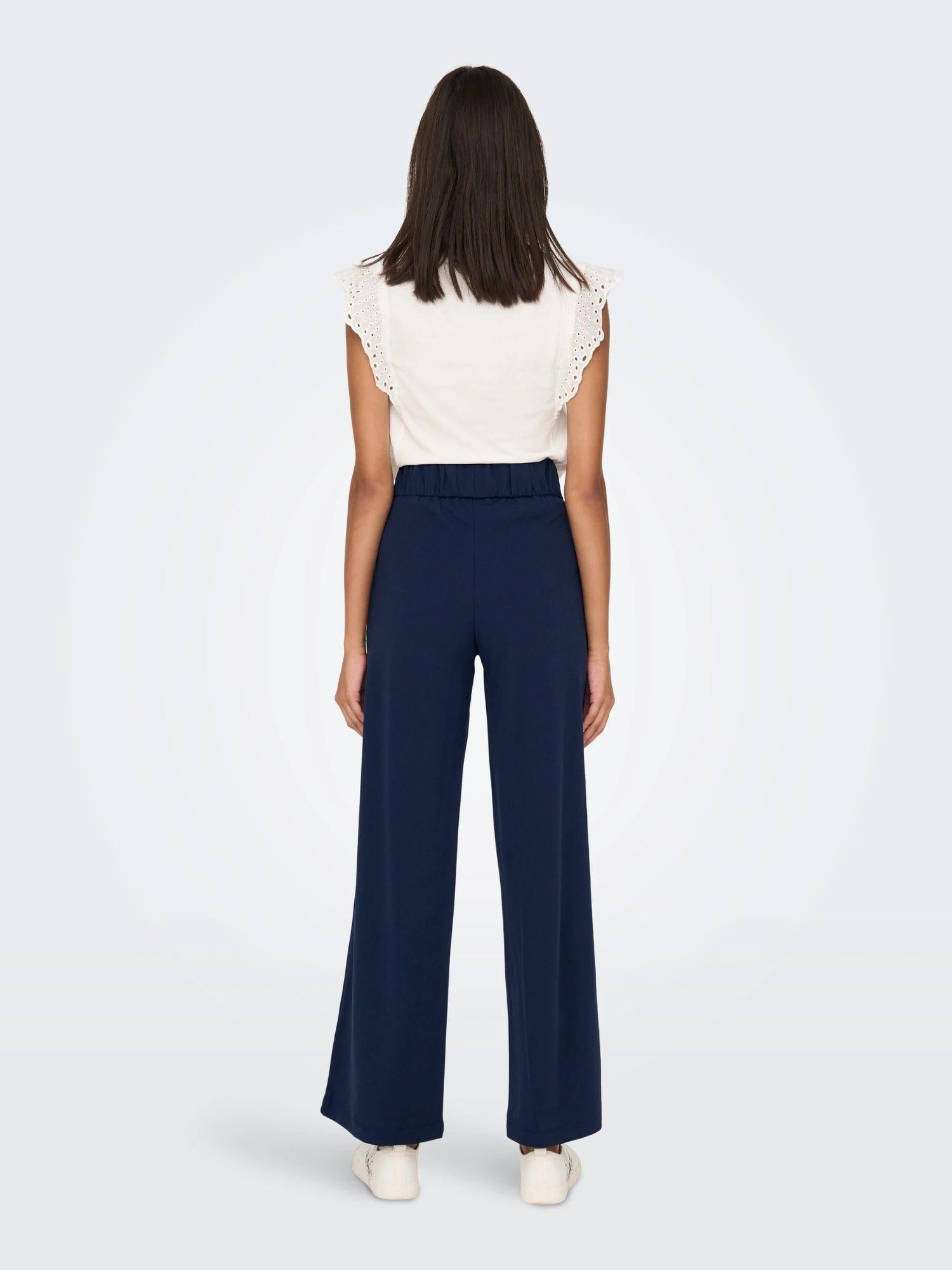 Jacqueline De Yong JDYGEGGO Wide Leg Fit Pantaloni a gamba larga Donna Black Iris 15208430 Black Iris BLACK BUTTONS JACQUELINE DE YONG