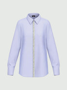 Emme Marella Camicia in popeline con dettagli di perle e strass Valda Donna Azzurro 2525116044200 001 EMME MARELLA