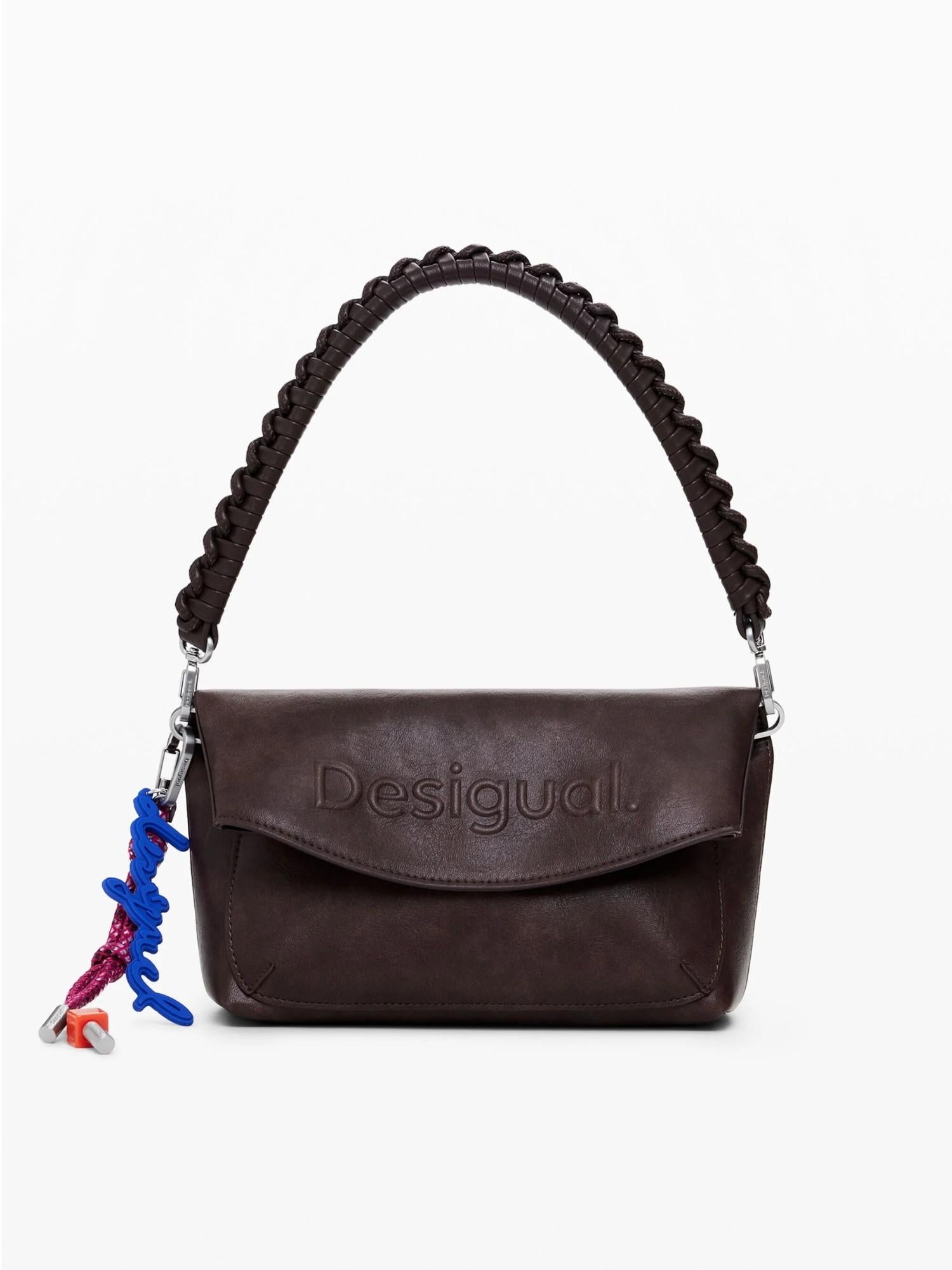 Desigual Borsa effetto camoscio logo 3D medio Donna Marrone 25WAXP70 6009 DESIGUAL