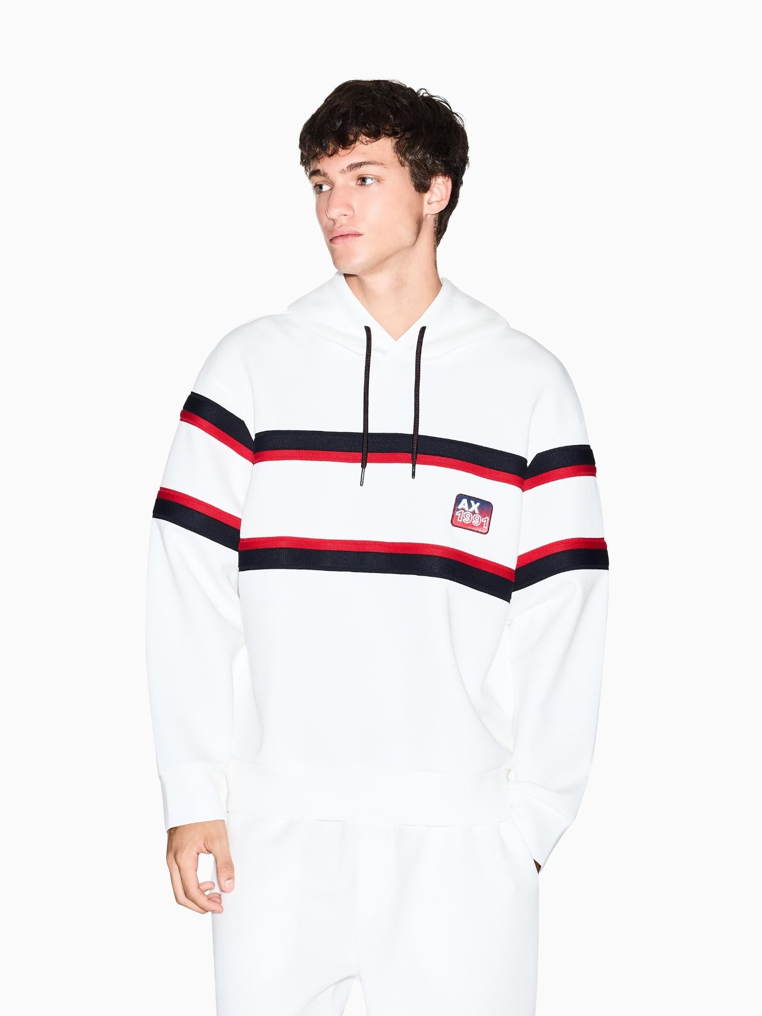 Armani Exchange Felpa con Cappuccio Uomo Bianca XM001398 AF13047 U0009 ARMANI EXCHANGE