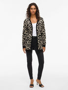 Vila Cardigan Donna Tif Animalier Nero 14110112 Black VILA