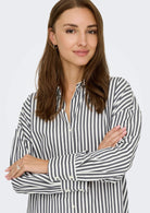 Jacqueline De Yong Camicia Donna Vesper Bianca a righe 15338857 Cloud Dancer CHOCOLATE TORTE JACQUELINE DE YONG