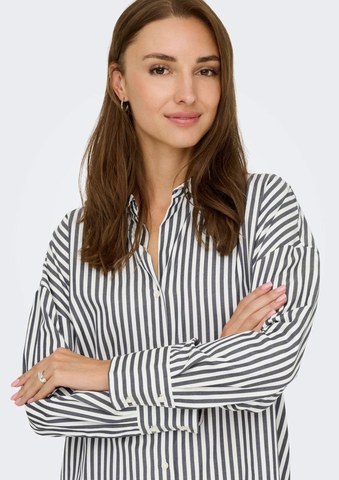 Jacqueline De Yong Camicia Donna Vesper Bianca a righe 15338857 Cloud Dancer CHOCOLATE TORTE JACQUELINE DE YONG