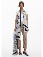 Desigual Foulard rettangolare con tratti Donna Bianco 25WAWA06 1025 DESIGUAL