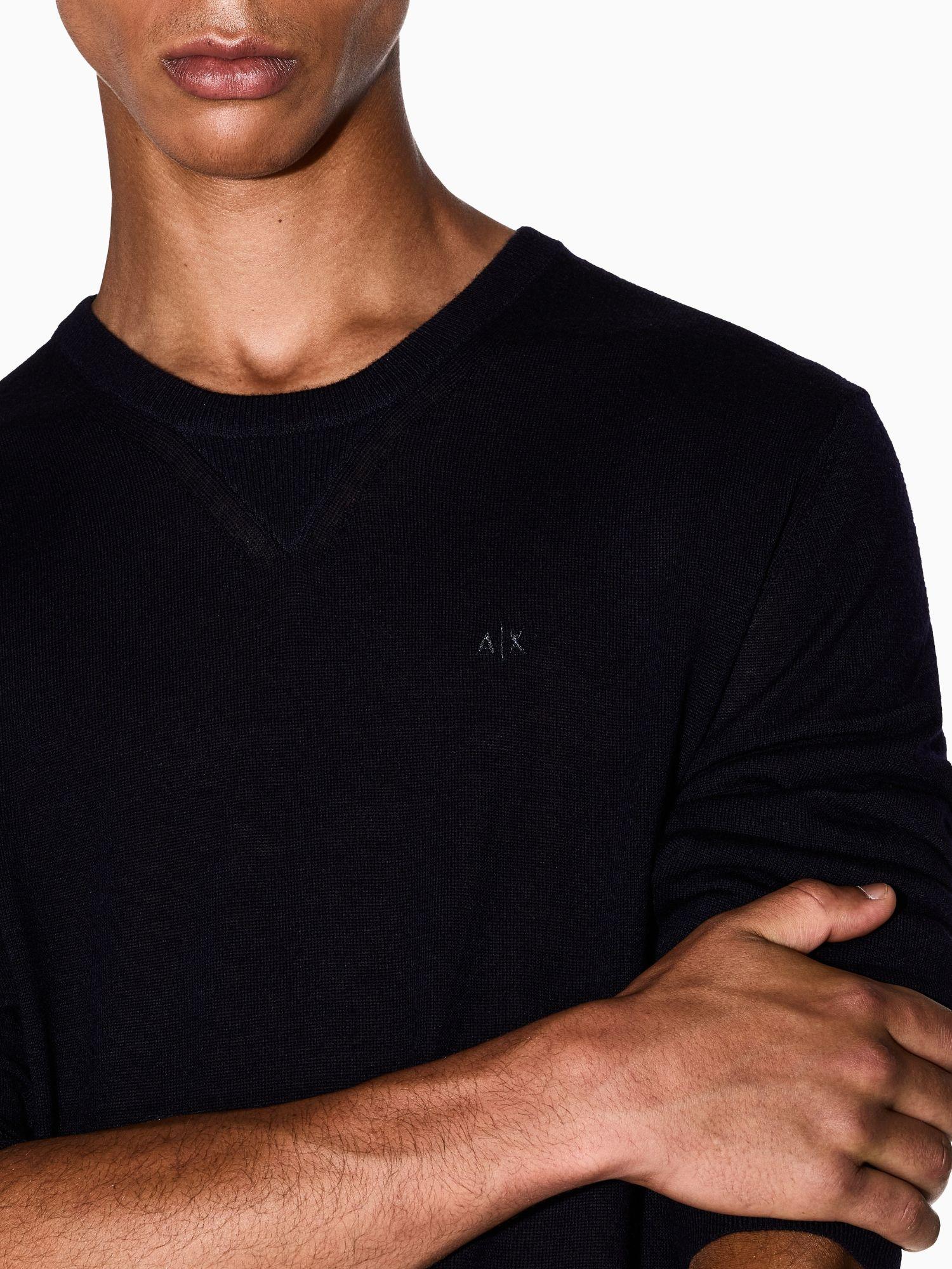 Armani Exchange Maglione Uomo Girocollo In Lana Vergine Blu Navy 8NZM3A ZM8AZ 1510 ARMANI EXCHANGE