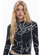 Desigual Maglietta silhouette vasi Donna Nero 25WWTK49 2000 DESIGUAL