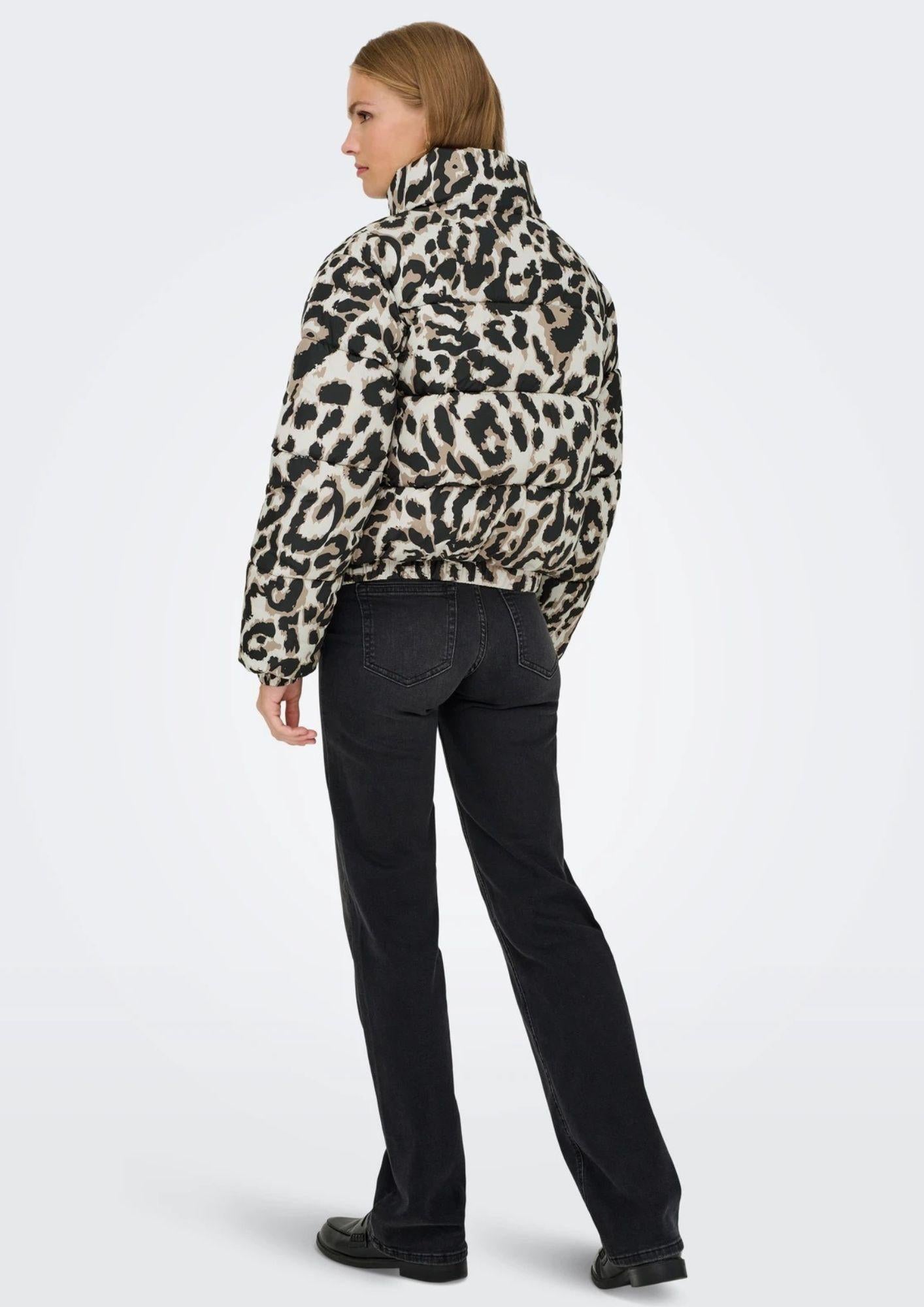 Jacqueline De Yong Giacca Invernale Donna Moon Beige Animalier 15353988 Moonbeam TIGERS EYE-BLACK LEO JACQUELINE DE YONG