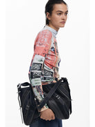 Desigual Borsa effetto pelle con fibbie media Donna Nero 25WAXP72 2000 DESIGUAL