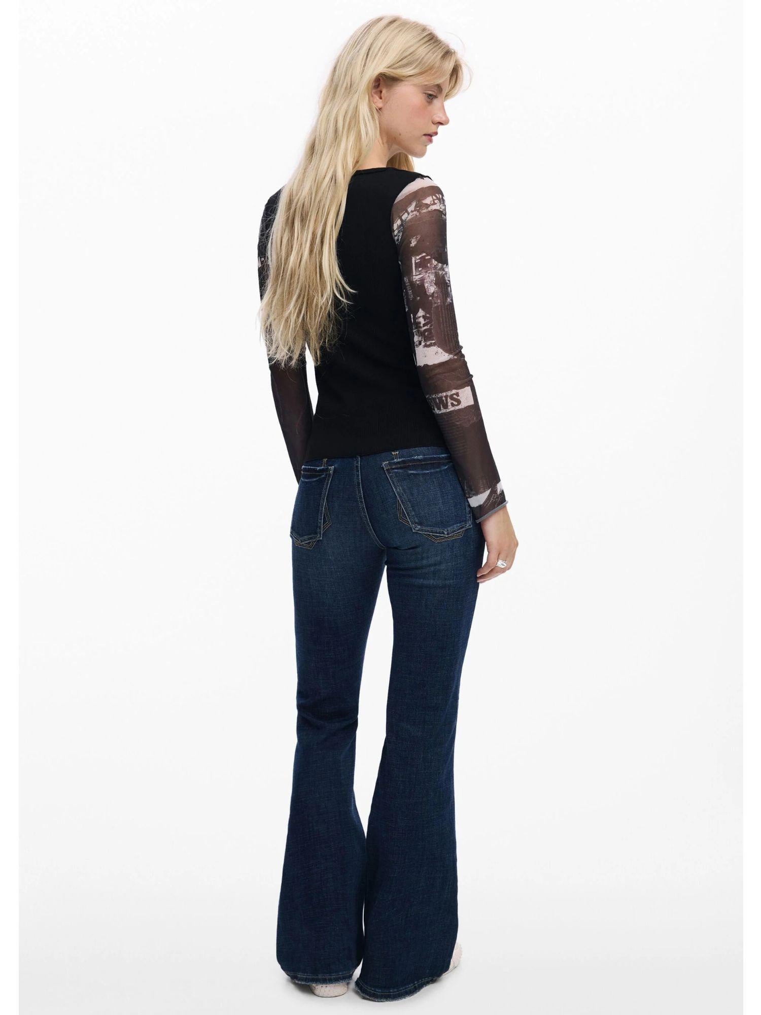 Desigual Maglietta con maniche in chiffon Donna Nero 25WWTK30 2000 DESIGUAL