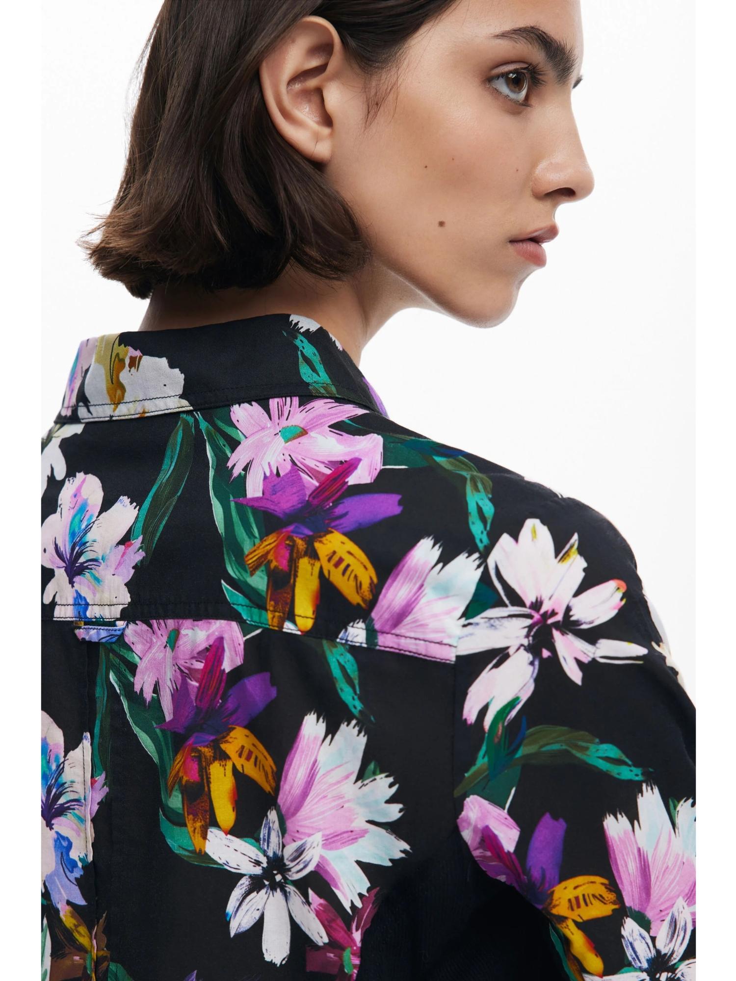Desigual Camicia a fiori silhouette combinata Donna Nero 25WWCW15 2000 DESIGUAL