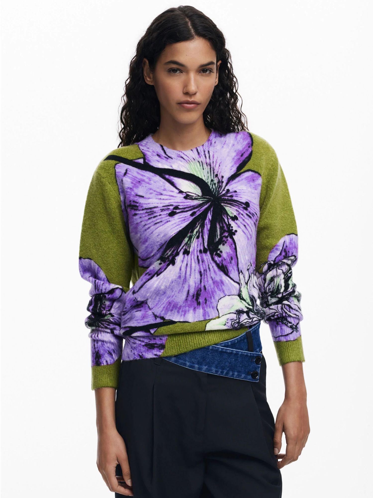 Desigual Maglione disegnato da Mr. Christian Lacroix Donna Verde 25WWJF42 3113 DESIGUAL