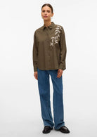 Vero Moda Camicia Donna Fern Grape Leaf Birch 10333342 Grape Leaf Birch emb. detail VERO MODA