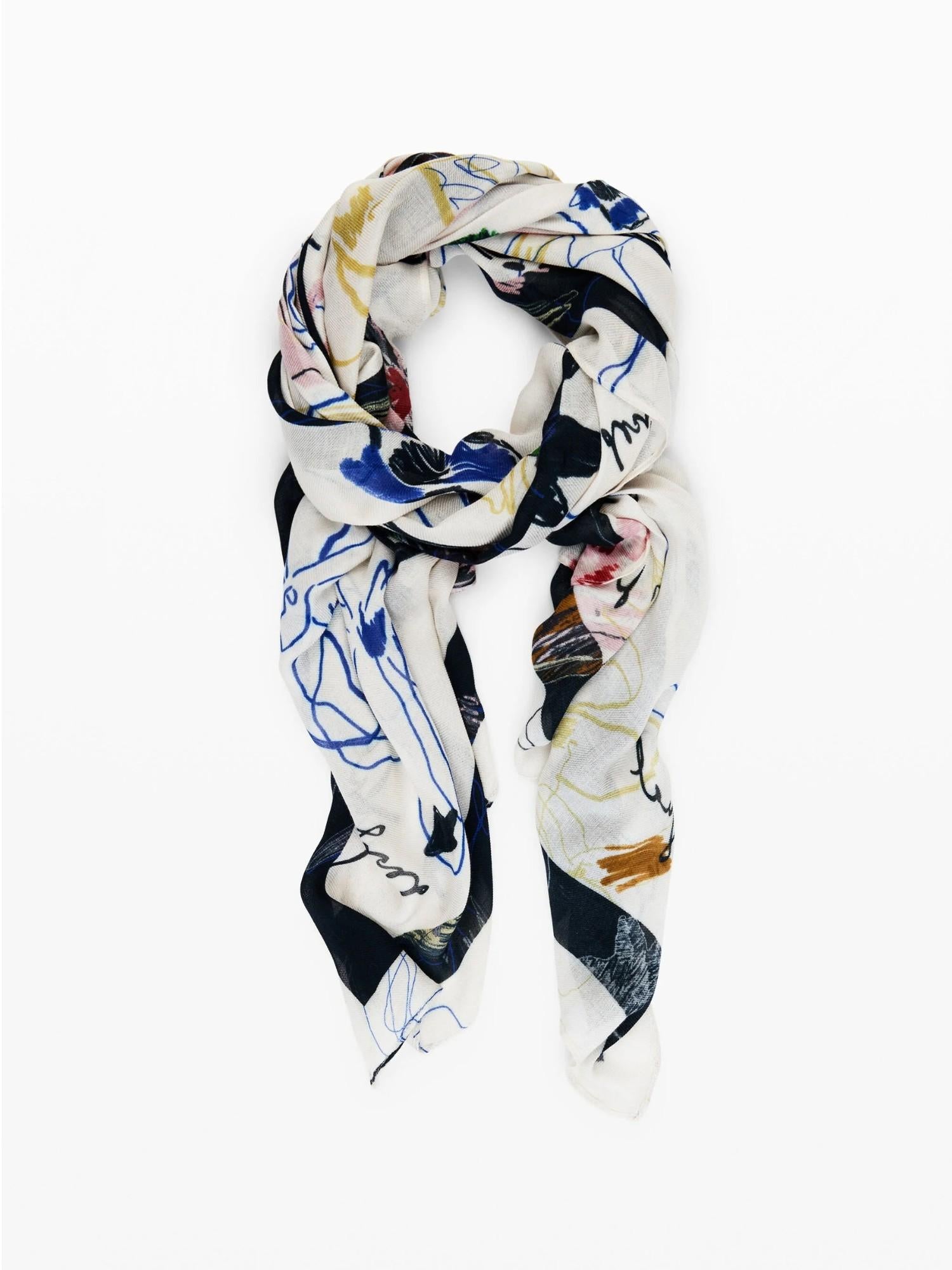Desigual Foulard rettangolare con tratti Donna Bianco 25WAWA06 1025 DESIGUAL