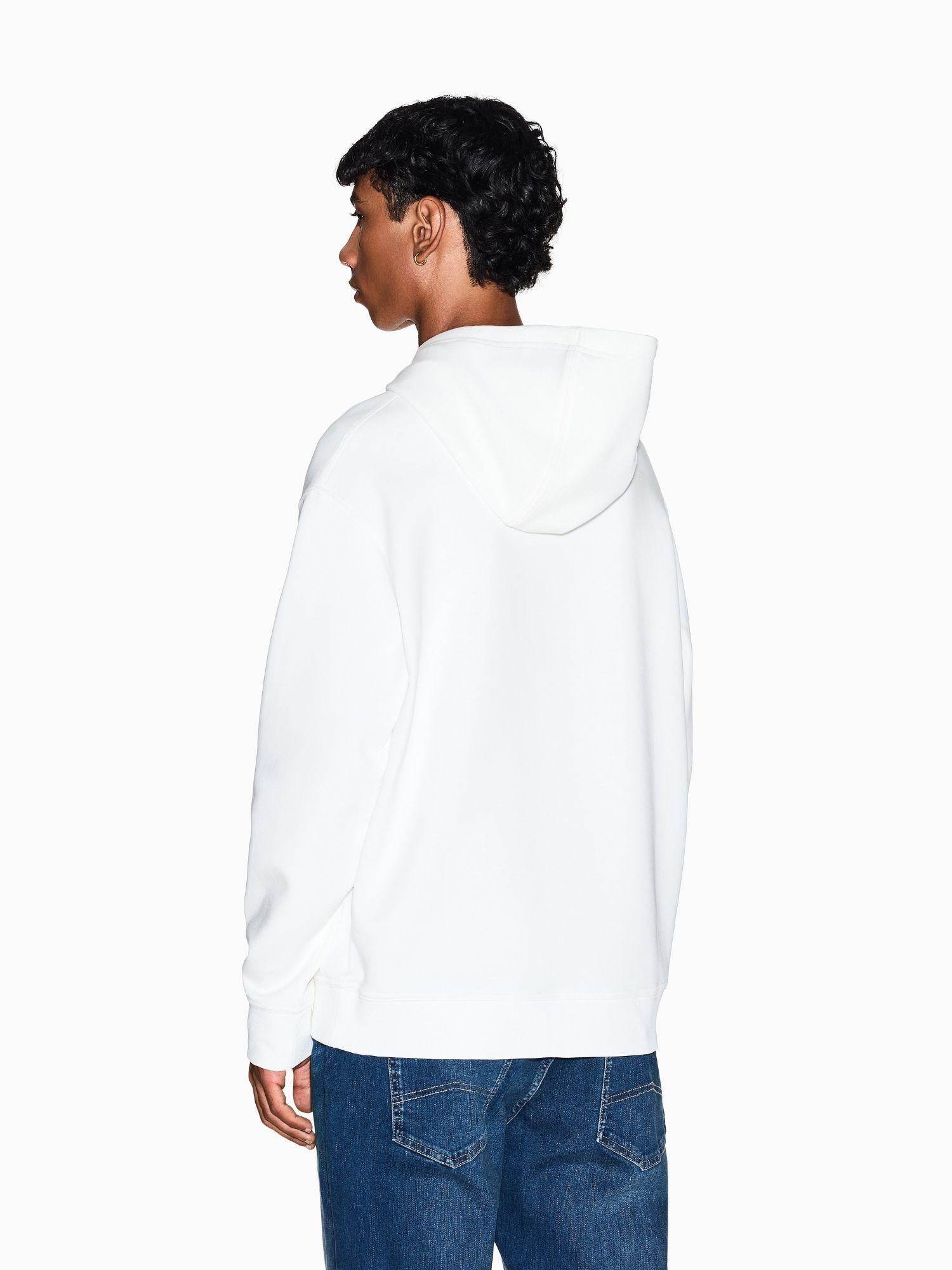 Armani Exchange Felpa Bianca Elegante Con Cappuccio Da Uomo Con Logo Ricamato XM000369 AF10818 U0009 ARMANI EXCHANGE