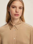 Emme Marella Camicia In Raso Martellato Donna Fleres Miele 2525116042200 003 EMME MARELLA